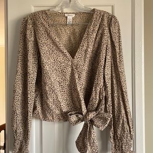 Sassy Leopard Patterned Wrap Blouse